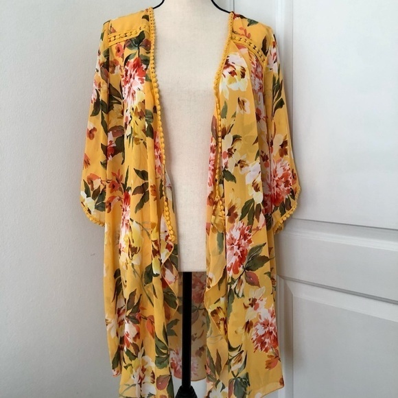 Emory Park yellow kimono cover up tunic - Picture 6 of 8